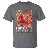 Year of The Fire Horse 2026 T Shirt Chinese New Year Peony Flower - Wonder Print Shop