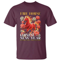 Year of The Fire Horse 2026 T Shirt Chinese New Year Peony Flower - Wonder Print Shop