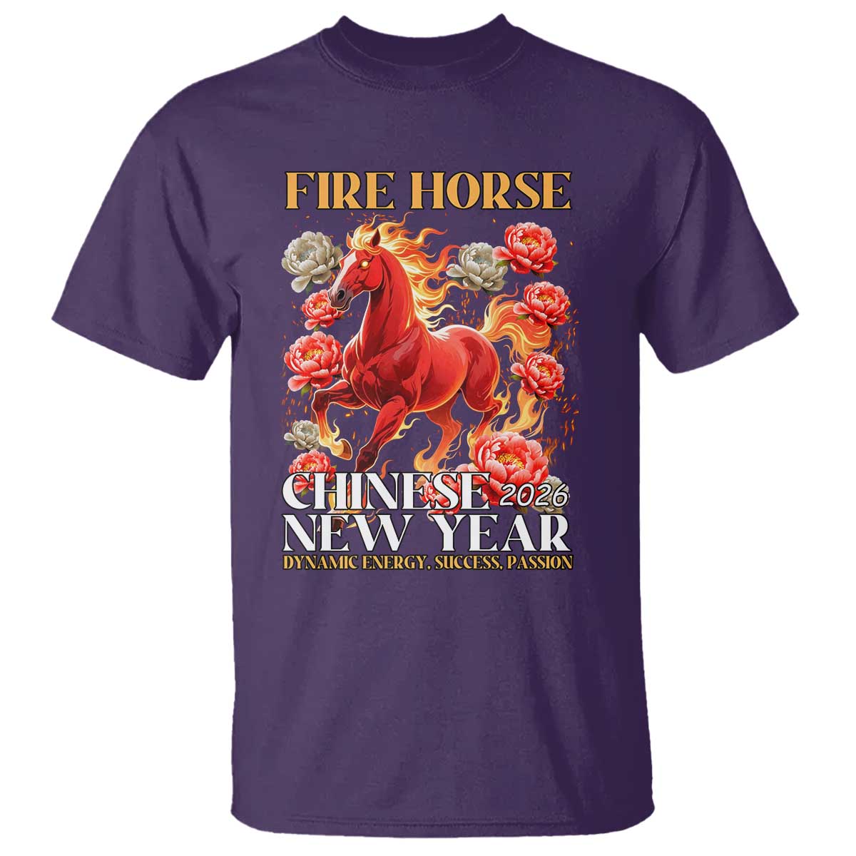 Year of The Fire Horse 2026 T Shirt Chinese New Year Peony Flower - Wonder Print Shop