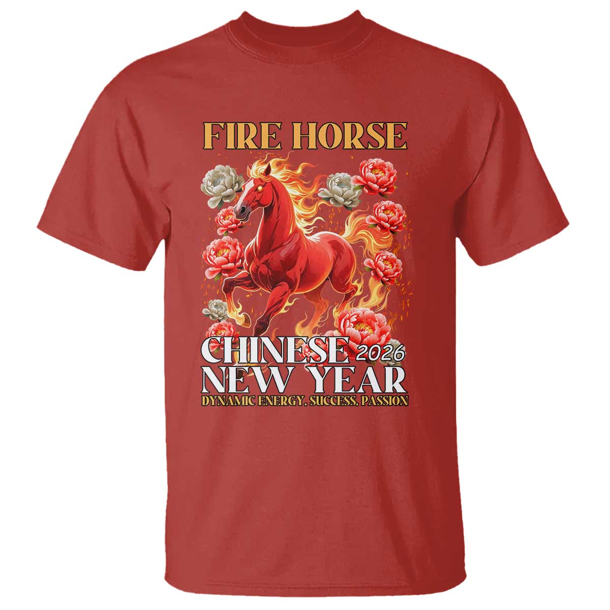Year of The Fire Horse 2026 T Shirt Chinese New Year Peony Flower - Wonder Print Shop