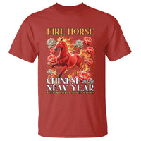 Year of The Fire Horse 2026 T Shirt Chinese New Year Peony Flower - Wonder Print Shop