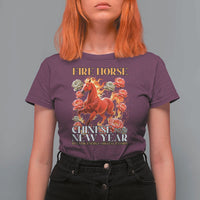 Year of The Fire Horse 2026 T Shirt For Women Chinese New Year Peony Flower - Wonder Print Shop