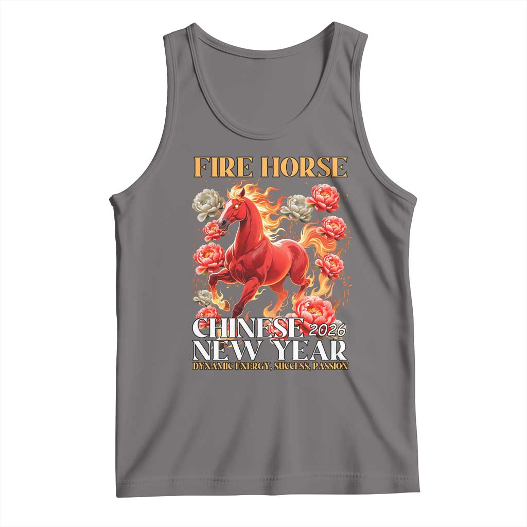 Year of The Fire Horse 2026 Tank Top Chinese New Year Peony Flower - Wonder Print Shop