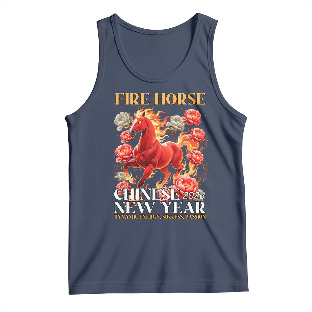 Year of The Fire Horse 2026 Tank Top Chinese New Year Peony Flower - Wonder Print Shop