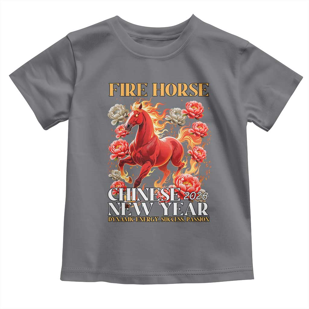 Year of The Fire Horse 2026 Toddler T Shirt Chinese New Year Peony Flower - Wonder Print Shop