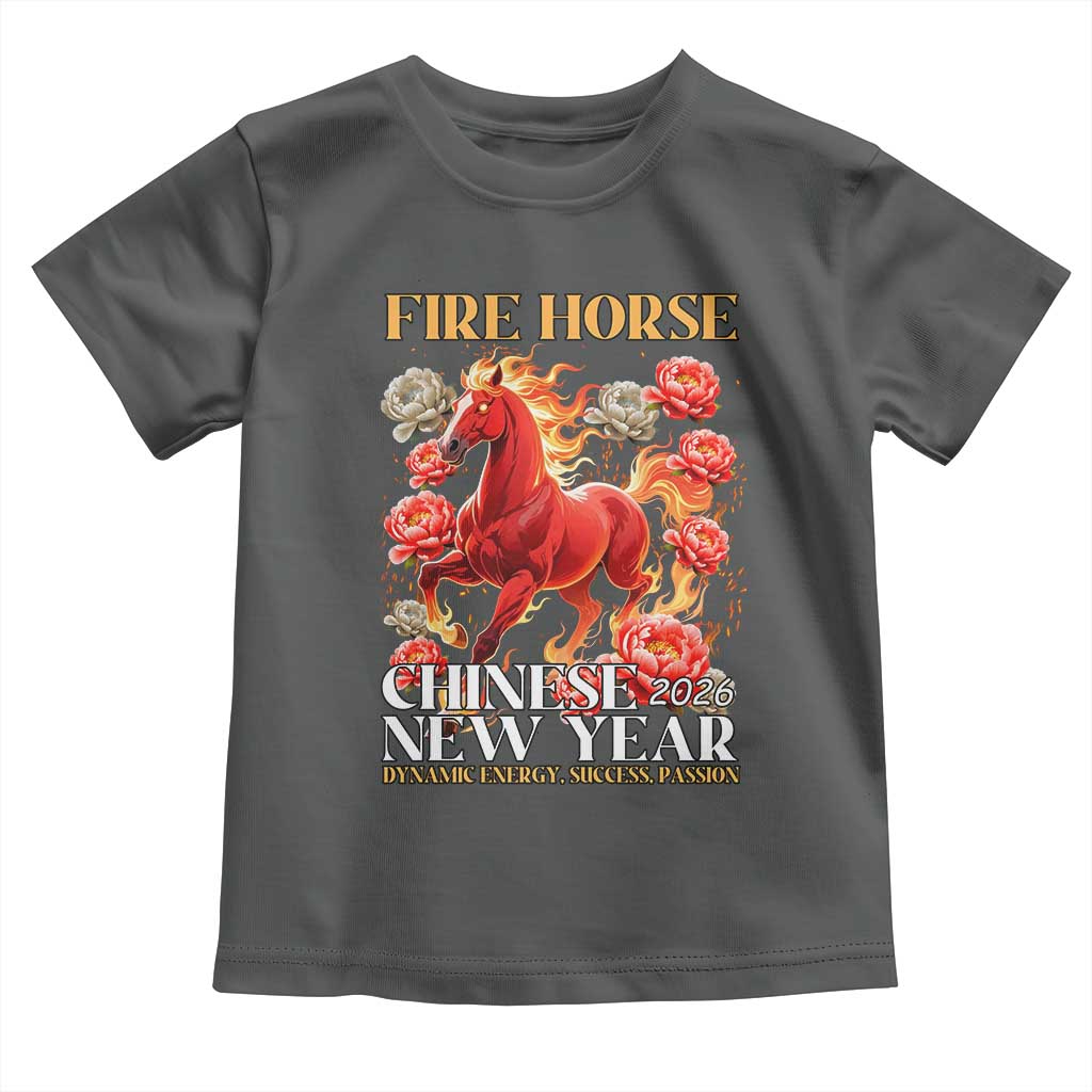 Year of The Fire Horse 2026 Toddler T Shirt Chinese New Year Peony Flower - Wonder Print Shop