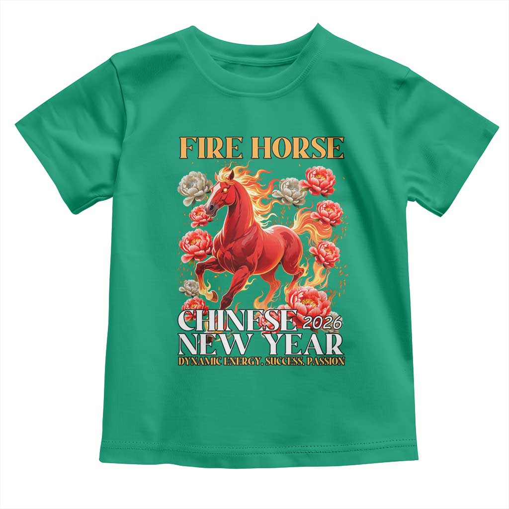 Year of The Fire Horse 2026 Toddler T Shirt Chinese New Year Peony Flower - Wonder Print Shop