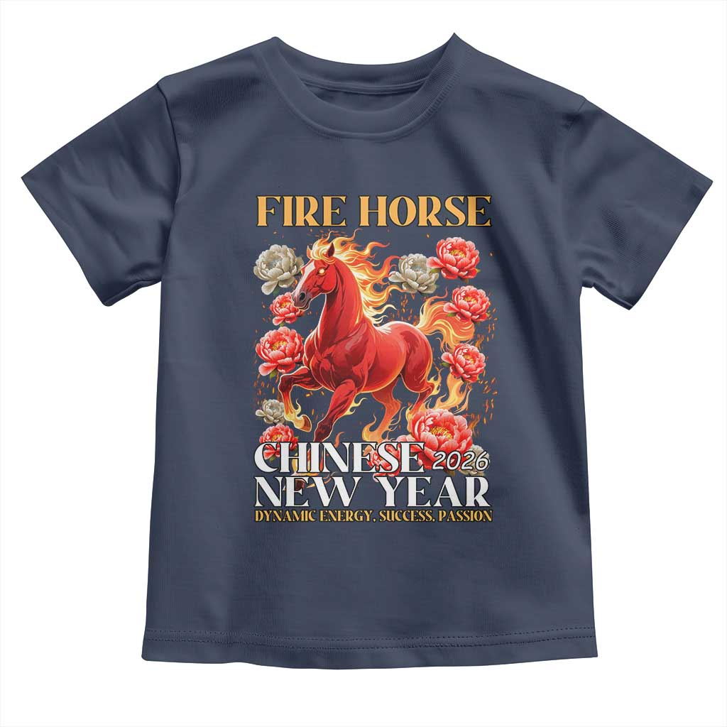 Year of The Fire Horse 2026 Toddler T Shirt Chinese New Year Peony Flower - Wonder Print Shop