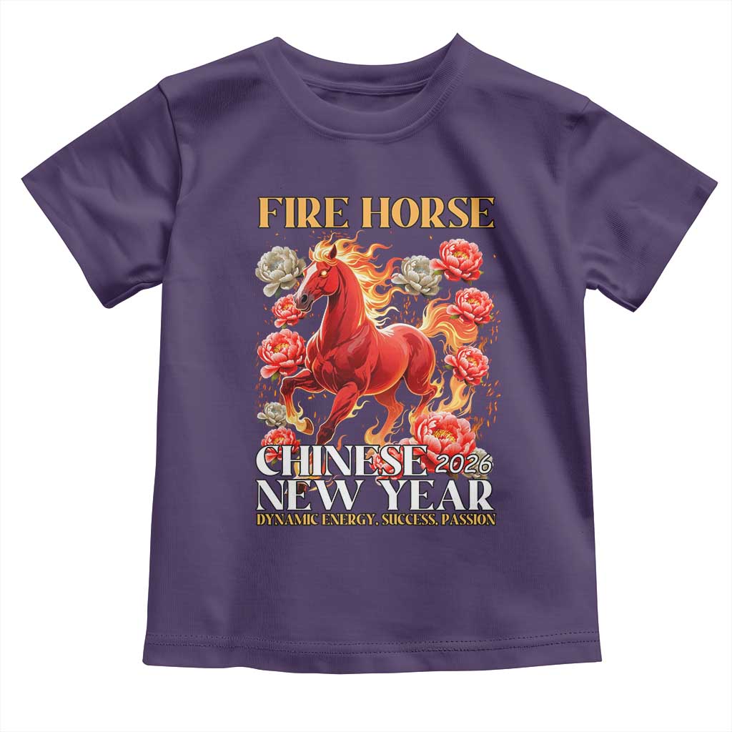 Year of The Fire Horse 2026 Toddler T Shirt Chinese New Year Peony Flower - Wonder Print Shop