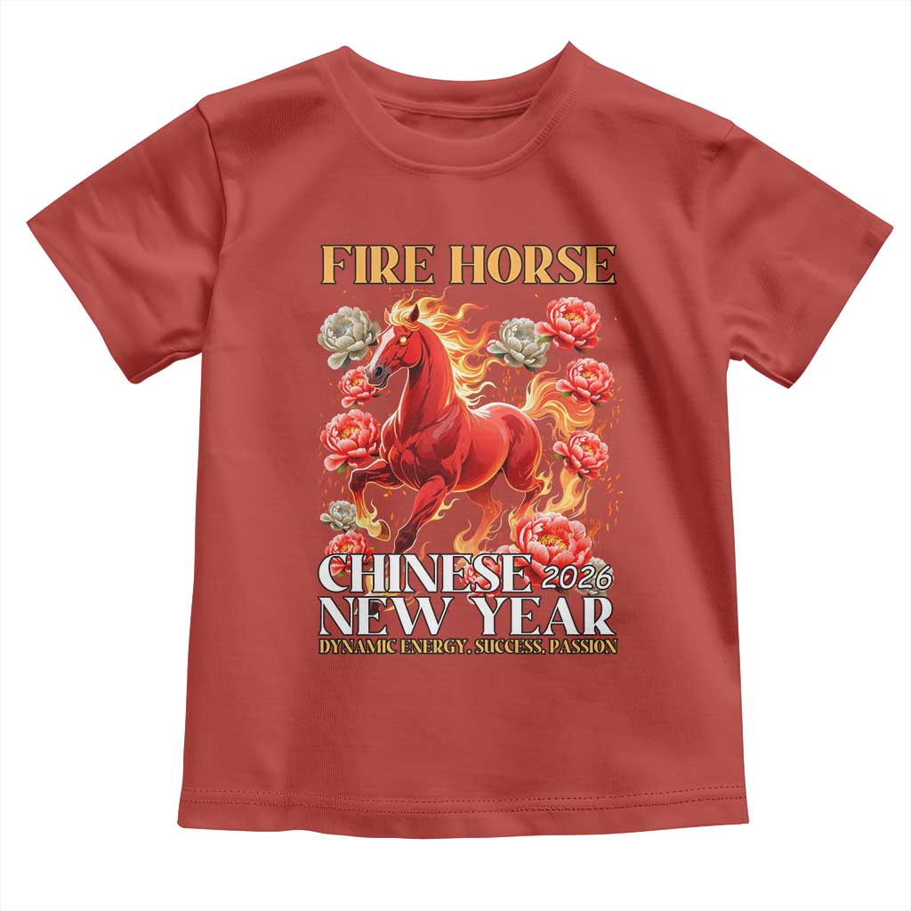 Year of The Fire Horse 2026 Toddler T Shirt Chinese New Year Peony Flower - Wonder Print Shop