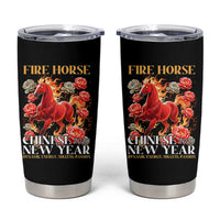 Year of The Fire Horse 2026 Tumbler Cup Chinese New Year Peony Flower - Wonder Print Shop