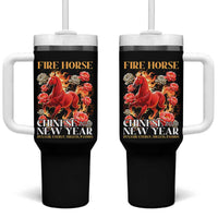 Year of The Fire Horse 2026 Tumbler With Handle Chinese New Year Peony Flower - Wonder Print Shop