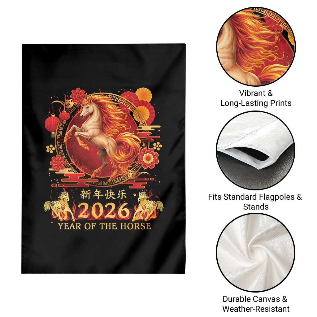 Year of The Fire Horse Garden Flag Funny Chinese Zodiac Lunar New Year 2026