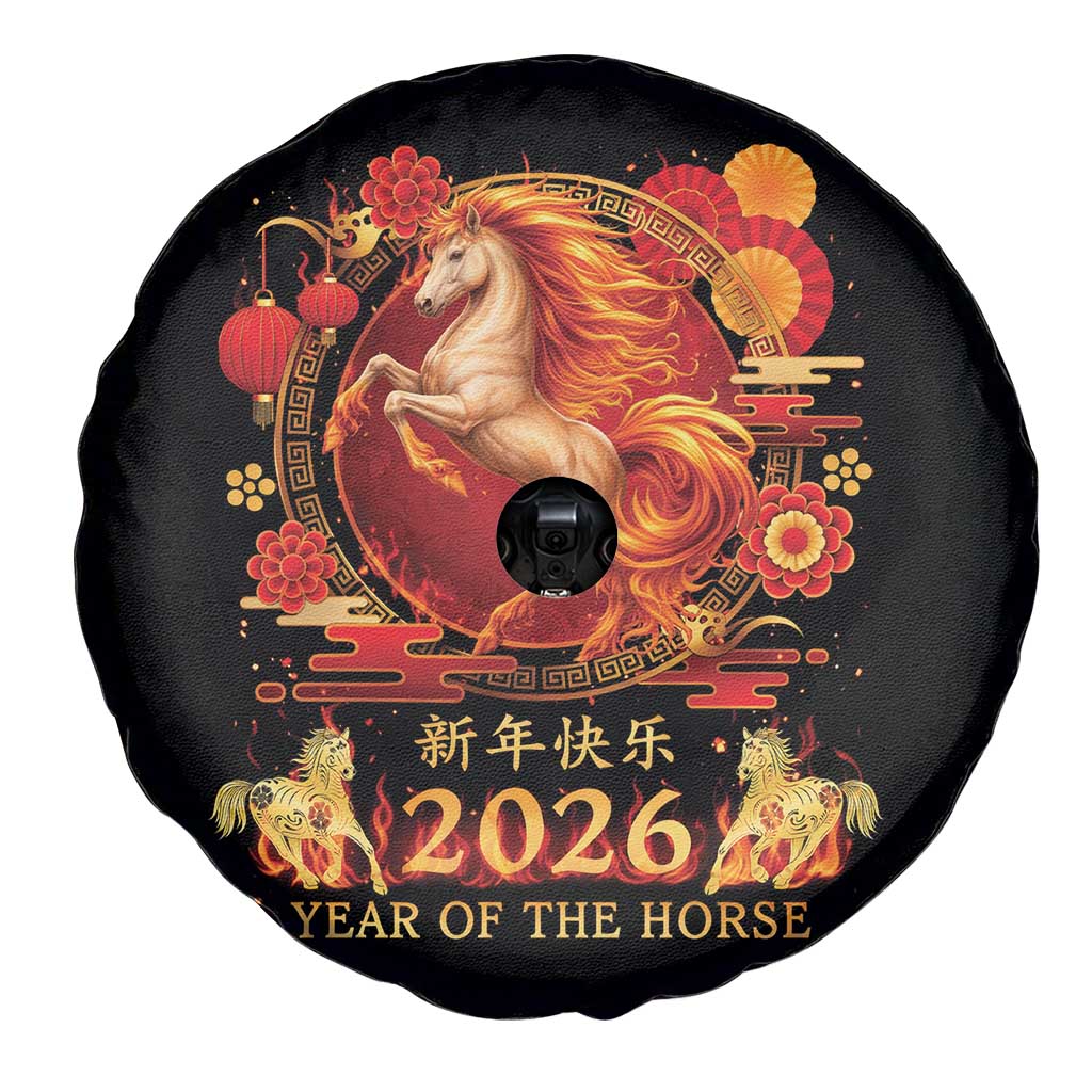 Year of The Fire Horse Spare Tire Cover Funny Chinese Zodiac Lunar New Year 2026