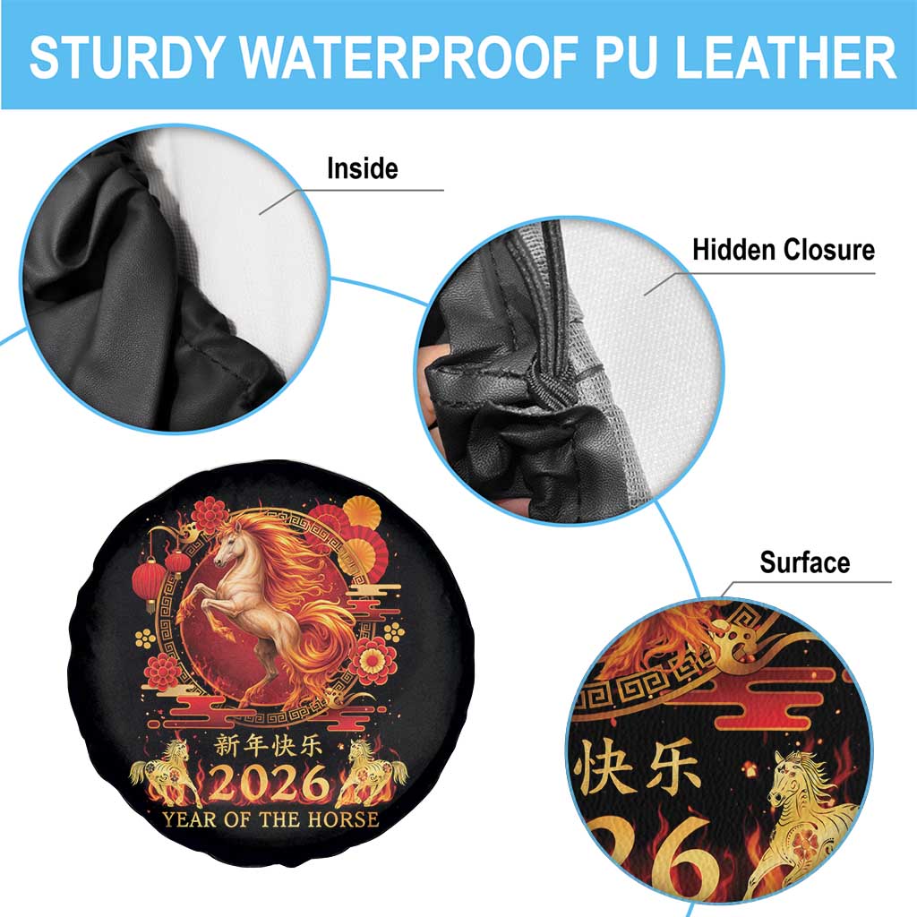 Year of The Fire Horse Spare Tire Cover Funny Chinese Zodiac Lunar New Year 2026