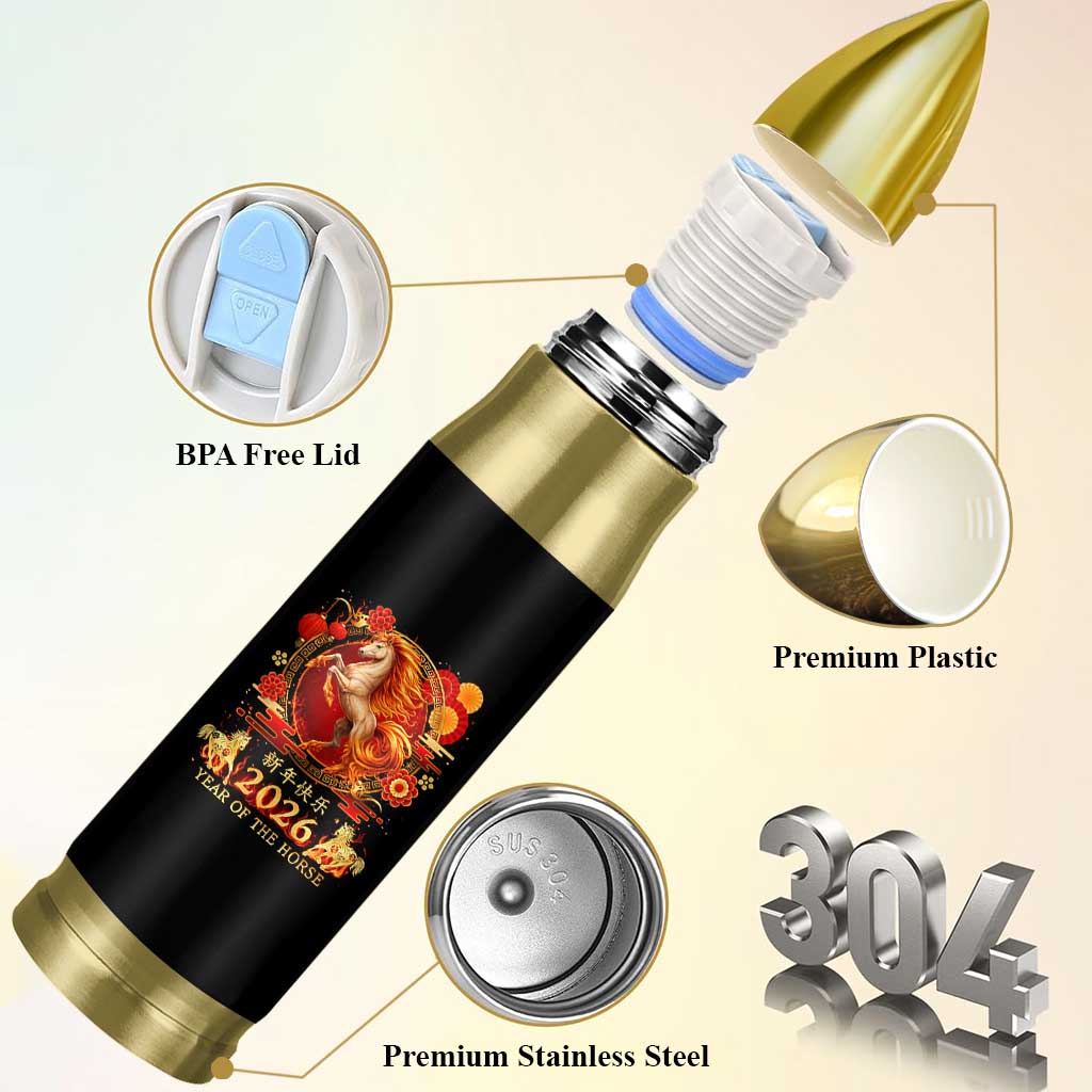 Year of The Fire Horse Bullet Tumbler Funny Chinese Zodiac Lunar New Year 2026