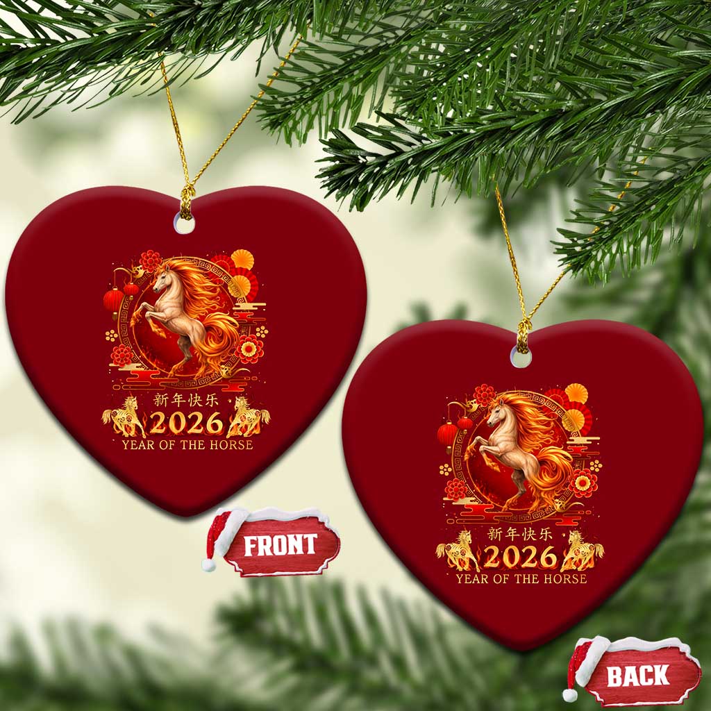 Year of The Fire Horse Ceramic Ornament Funny Chinese Zodiac Lunar New Year 2026 - Wonder Print Shop