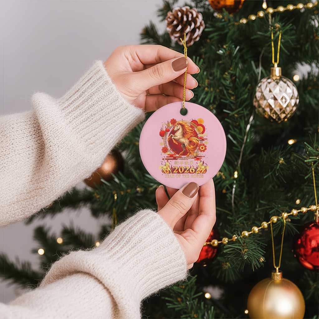 Year of The Fire Horse Ceramic Ornament Funny Chinese Zodiac Lunar New Year 2026 - Wonder Print Shop