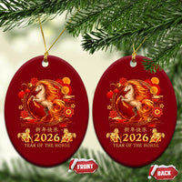 Year of The Fire Horse Ceramic Ornament Funny Chinese Zodiac Lunar New Year 2026 - Wonder Print Shop