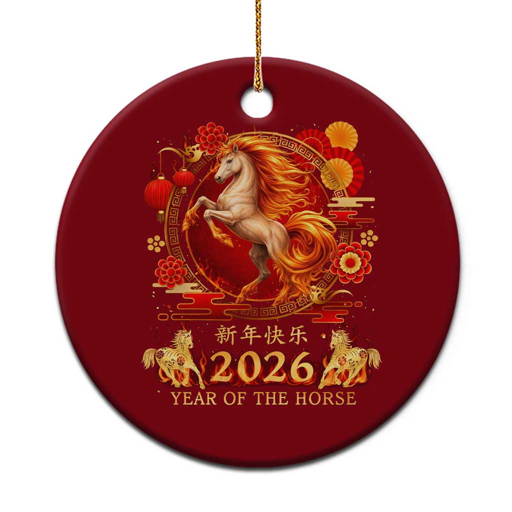 Year of The Fire Horse Ceramic Ornament Funny Chinese Zodiac Lunar New Year 2026 - Wonder Print Shop