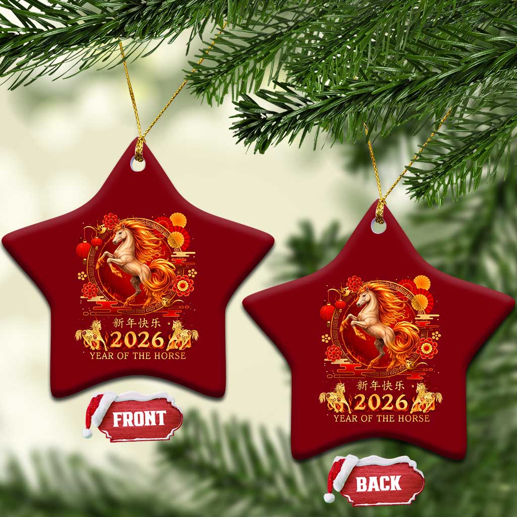 Year of The Fire Horse Ceramic Ornament Funny Chinese Zodiac Lunar New Year 2026 - Wonder Print Shop
