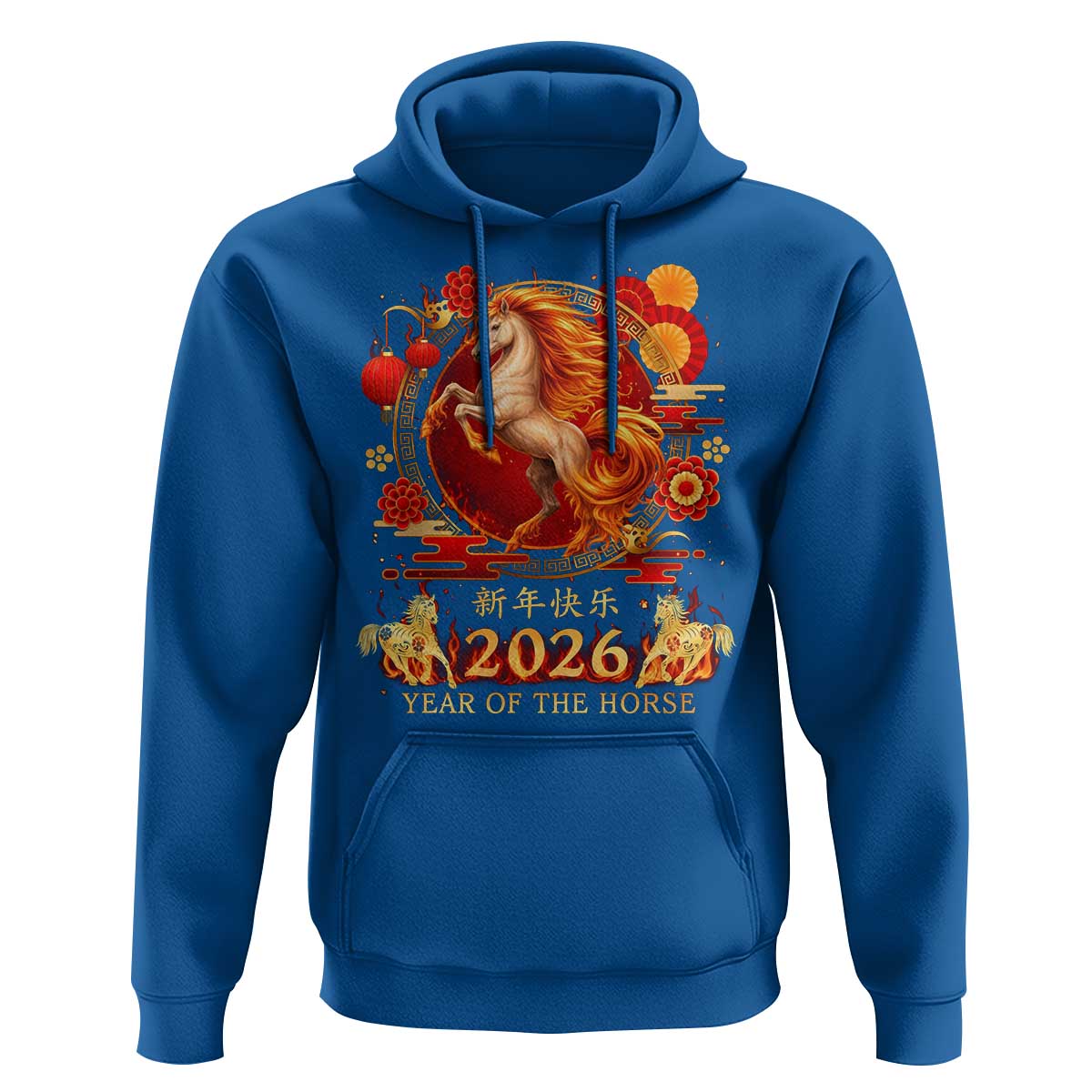 Year of The Fire Horse Hoodie Funny Chinese Zodiac Lunar New Year 2026 - Wonder Print Shop