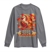 Year of The Fire Horse Long Sleeve Shirt Funny Chinese Zodiac Lunar New Year 2026 - Wonder Print Shop