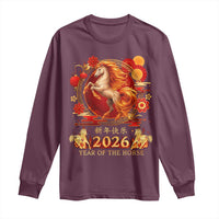 Year of The Fire Horse Long Sleeve Shirt Funny Chinese Zodiac Lunar New Year 2026 - Wonder Print Shop