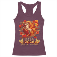 Year of The Fire Horse Racerback Tank Top Funny Chinese Zodiac Lunar New Year 2026 - Wonder Print Shop