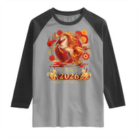 Year of The Fire Horse Raglan Shirt Funny Chinese Zodiac Lunar New Year 2026 - Wonder Print Shop