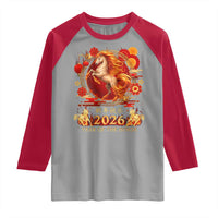 Year of The Fire Horse Raglan Shirt Funny Chinese Zodiac Lunar New Year 2026 - Wonder Print Shop