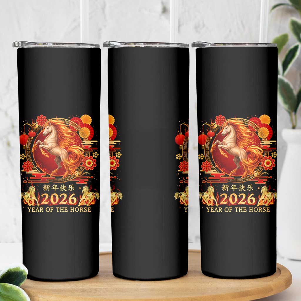 Year of The Fire Horse Skinny Tumbler Funny Chinese Zodiac Lunar New Year 2026