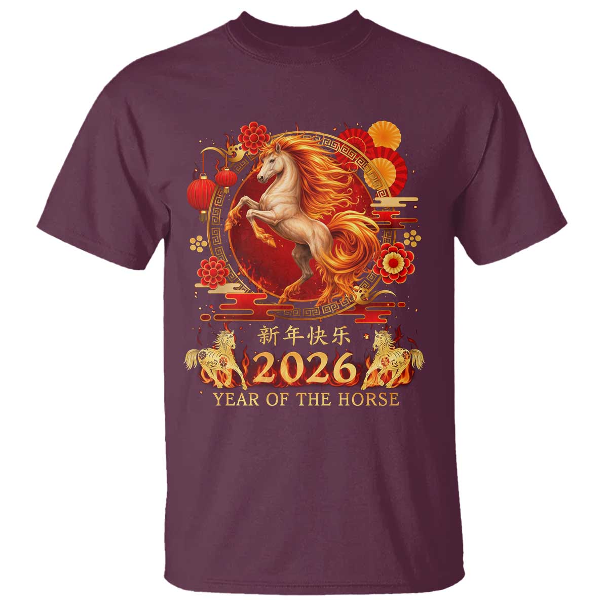 Year of The Fire Horse T Shirt Funny Chinese Zodiac Lunar New Year 2026 - Wonder Print Shop