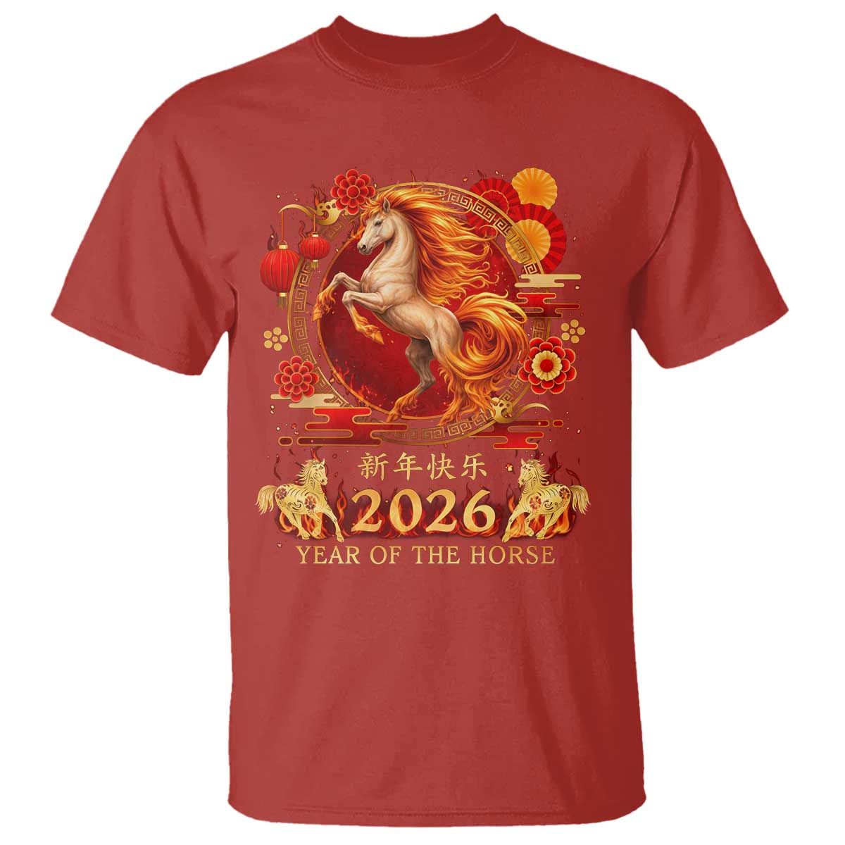 Year of The Fire Horse T Shirt Funny Chinese Zodiac Lunar New Year 2026 - Wonder Print Shop