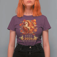 Year of The Fire Horse T Shirt For Women Funny Chinese Zodiac Lunar New Year 2026 - Wonder Print Shop