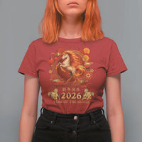 Year of The Fire Horse T Shirt For Women Funny Chinese Zodiac Lunar New Year 2026 - Wonder Print Shop