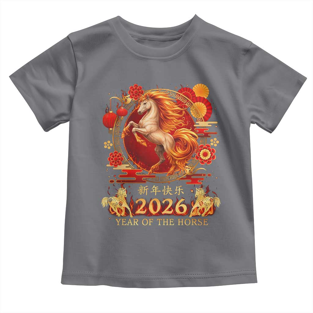 Year of The Fire Horse Toddler T Shirt Funny Chinese Zodiac Lunar New Year 2026 - Wonder Print Shop