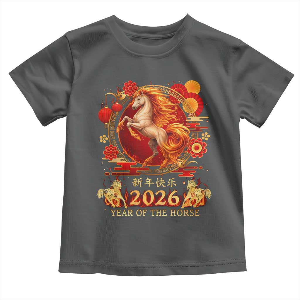 Year of The Fire Horse Toddler T Shirt Funny Chinese Zodiac Lunar New Year 2026 - Wonder Print Shop