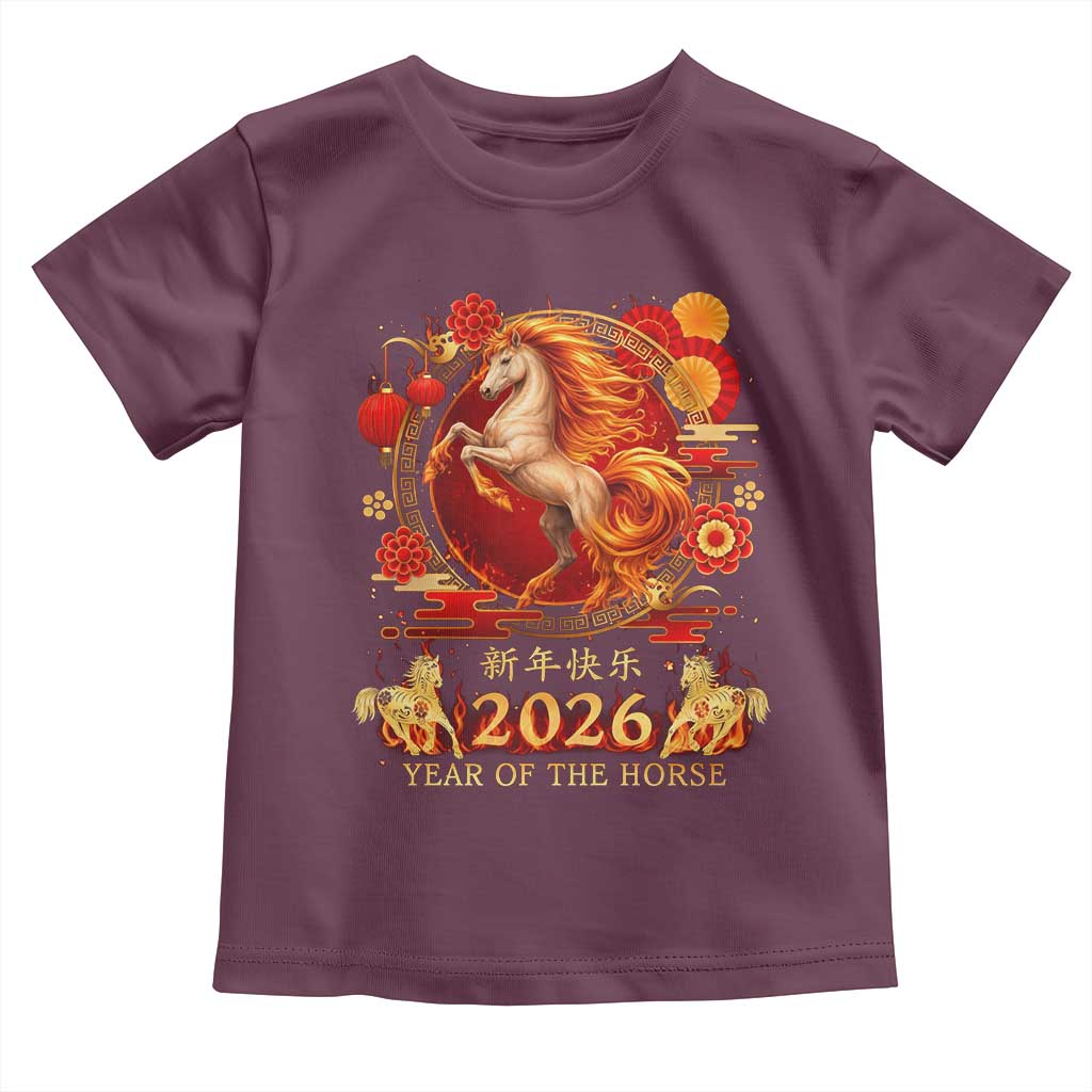 Year of The Fire Horse Toddler T Shirt Funny Chinese Zodiac Lunar New Year 2026 - Wonder Print Shop