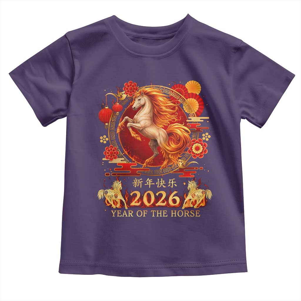 Year of The Fire Horse Toddler T Shirt Funny Chinese Zodiac Lunar New Year 2026 - Wonder Print Shop