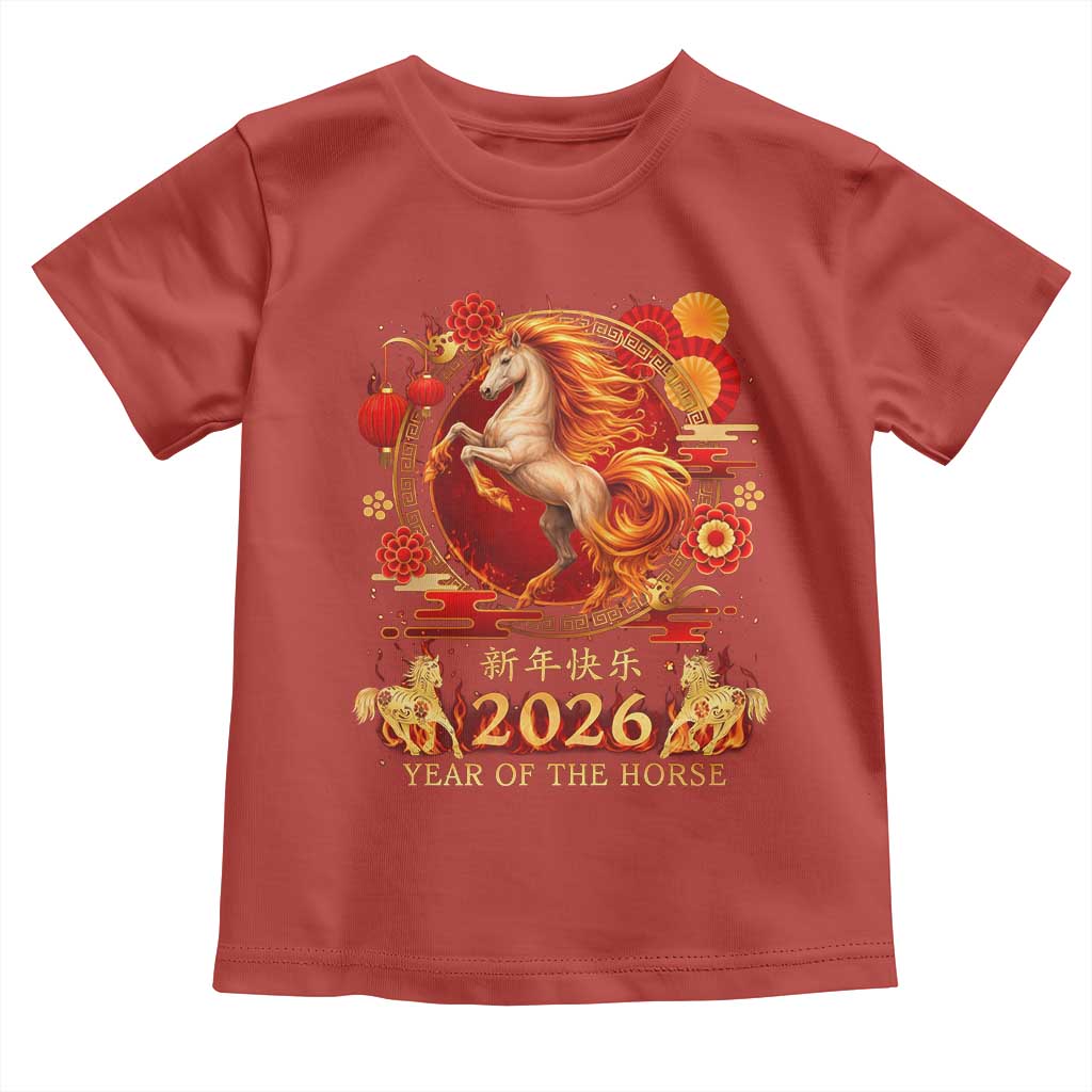 Year of The Fire Horse Toddler T Shirt Funny Chinese Zodiac Lunar New Year 2026 - Wonder Print Shop