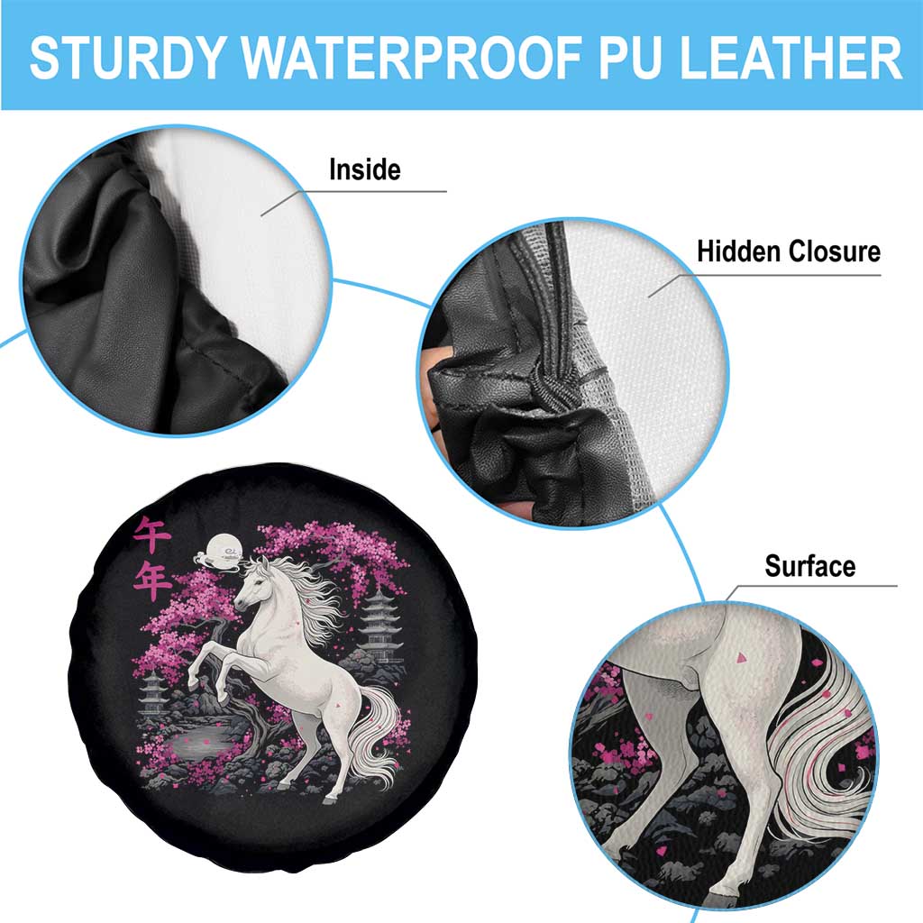 Japanese New Year 2026 Spare Tire Cover Year Of The Horse Sakura Cherry Blossom Shrine
