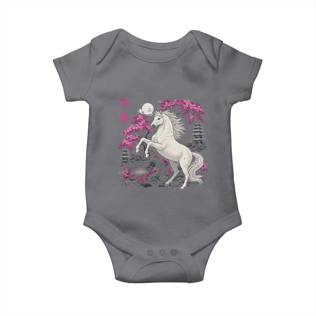 Japanese New Year 2026 Baby Onesie Year Of The Horse Sakura Cherry Blossom Shrine - Wonder Print Shop