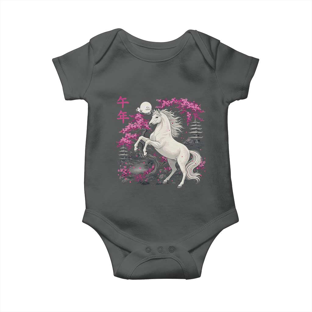 Japanese New Year 2026 Baby Onesie Year Of The Horse Sakura Cherry Blossom Shrine - Wonder Print Shop