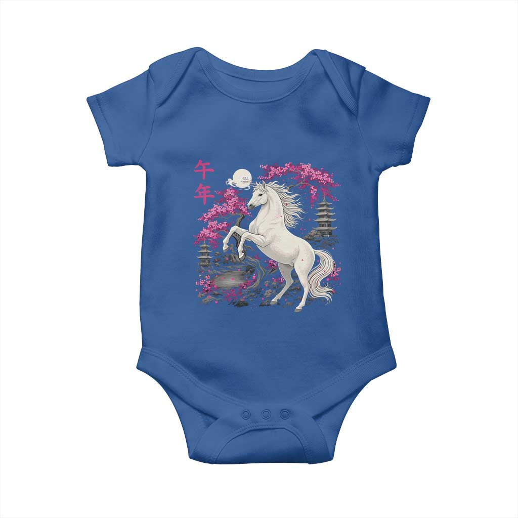 Japanese New Year 2026 Baby Onesie Year Of The Horse Sakura Cherry Blossom Shrine - Wonder Print Shop