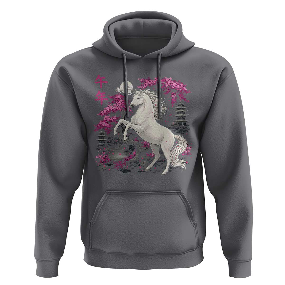 Japanese New Year 2026 Hoodie Year Of The Horse Sakura Cherry Blossom Shrine - Wonder Print Shop