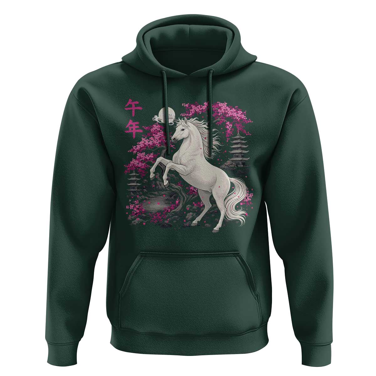 Japanese New Year 2026 Hoodie Year Of The Horse Sakura Cherry Blossom Shrine - Wonder Print Shop