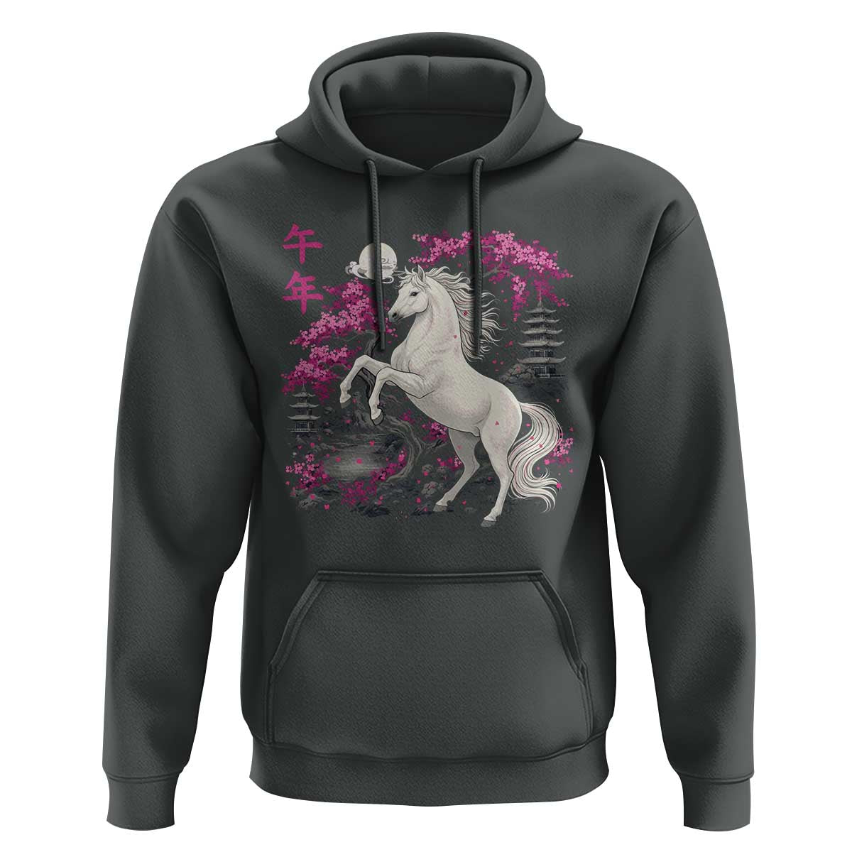 Japanese New Year 2026 Hoodie Year Of The Horse Sakura Cherry Blossom Shrine - Wonder Print Shop