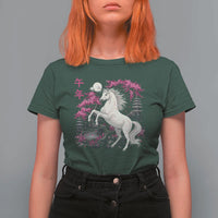 Japanese New Year 2026 T Shirt For Women Year Of The Horse Sakura Cherry Blossom Shrine - Wonder Print Shop