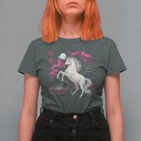 Japanese New Year 2026 T Shirt For Women Year Of The Horse Sakura Cherry Blossom Shrine - Wonder Print Shop